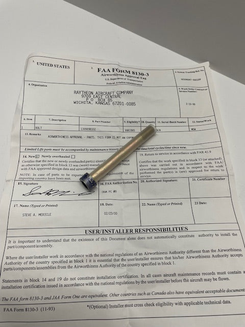 BOLT, LANDING GEAR 130909B102 aviation component, SKU 130909B102