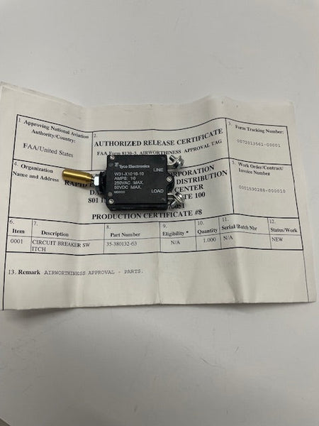 SWITCH, CIRCUIT BREAKER 35-380132-63 aviation component, SKU 35-380132-63