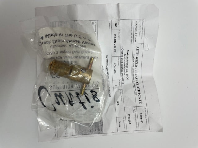 VALVE, FUEL DRAIN CCA3400 aviation component, SKU CCA3400