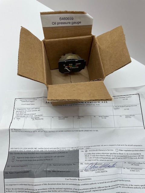 GAUGE, OIL PRESSURE 6460699 aviation component, SKU 6460699