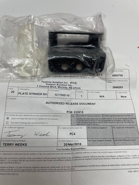 PLATE, STRIKER RH 1217065-10 aviation component, SKU 1217065-10