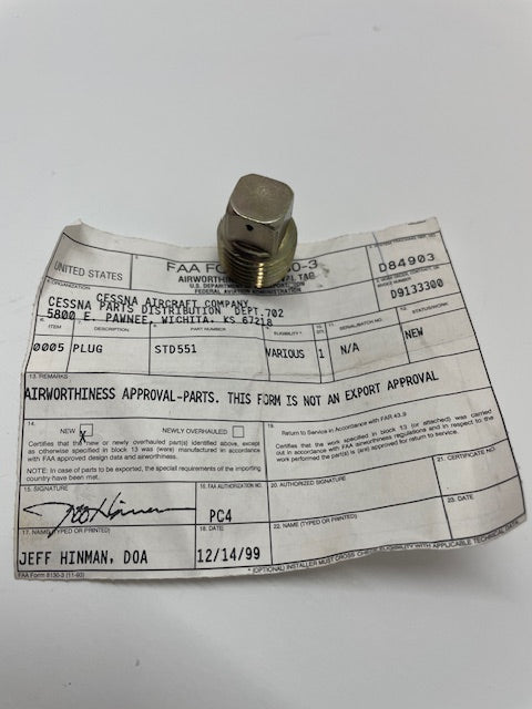 PLUG STD551 aviation component, SKU STD551