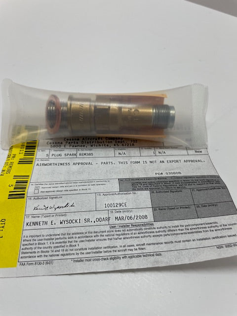 PLUG, SPARK REM38S aviation component, SKU REM38S