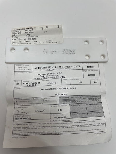 STRAP, EXHAUST HANGAR 2850356-3 aviation component, SKU 2850356-3