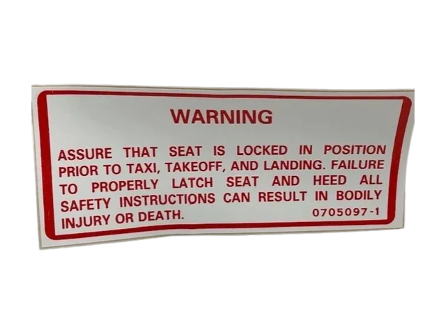 PLACARD, SEAT LOCKING 0705097-1