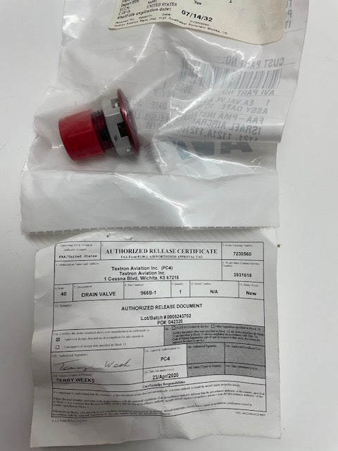 VALVE, DRAIN 966B-1 aviation component, SKU 966B-1