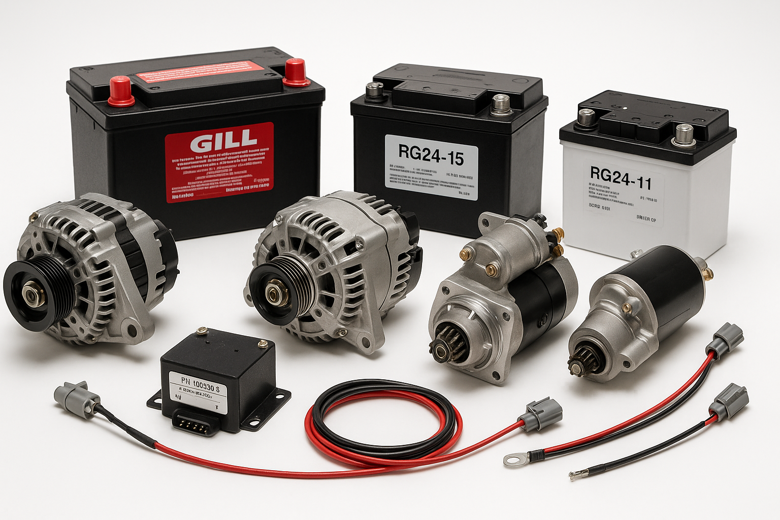 aircraft batteries, alternator and similar items