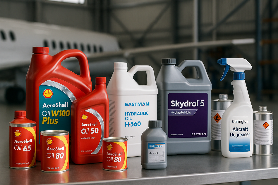 Use brands like aeroshell oil, eastman fluids and degreaser